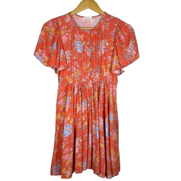 Spell and the Gypsy Meadowland Flutter Sleeve Mini Dress Poppy XS - Picture 4 of 10